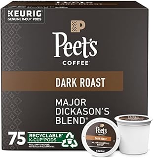 Peet's Coffee, Dark Roast K-Cup Pods for Keurig Brewers - Major Dickason's Blend 75 Count (1 Box of 75 K-Cup Pods) Packaging May Vary