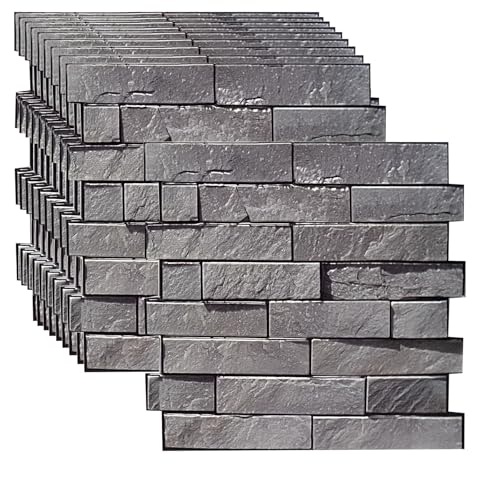 szgwtk 10 Stück 30 x 30 cm 3D Wandpaneele Steinoptik Selbstklebend klebefliesen selbstklebend Ziegelstein Wandverkleidung Steinoptik PVC für Wohnzimmer, Kamin, Schlafzimmer.