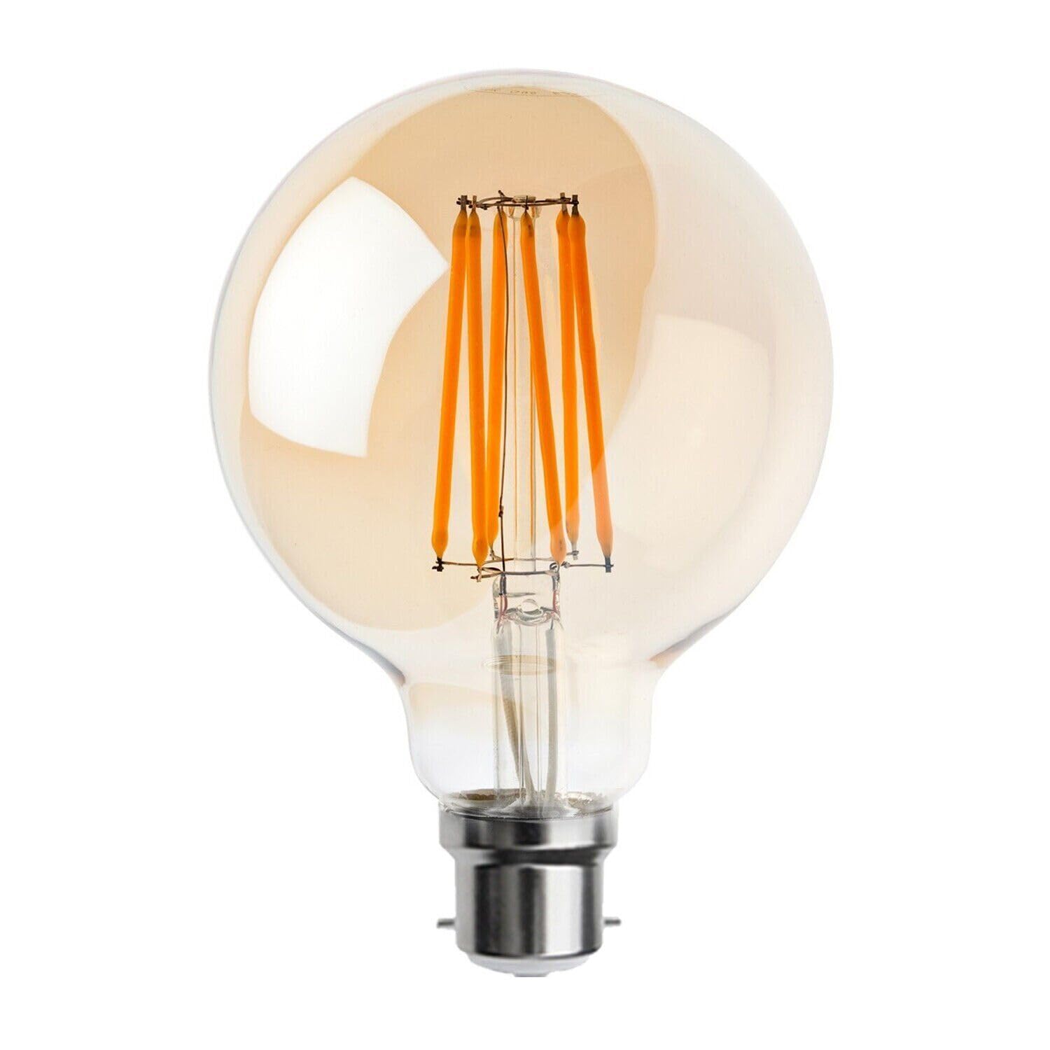 LEDSone LEDSoneVintage 8W LED Filament G95 Light Bulbs Bayonet B22, 2700K Warm White dimmable Energy Saving Bulbs for Chandelier, Ceiling Fittings (G95, 8W)