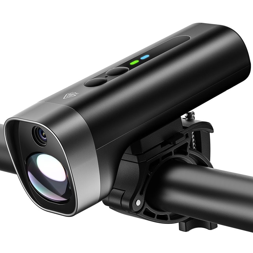 Cámara de bicicleta HD 1080P con grabación en bucle, conectividad WiFi, luz LED, grabadora de ciclismo nocturno para aventuras al aire libre, color negro