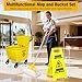35 Qt Commercial Mop Bucket with Side Press Wringer on Wheels,Heavy Duty Industrial Mop and Bucket Set for Floor Cleaning,Including 1 Wet Floor Caution Sign for Household,Business,Yellow