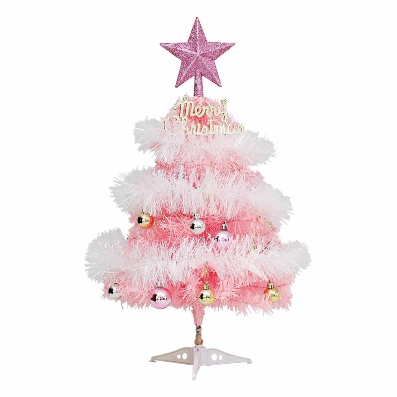 Piccolo albero di Natale rosa artificiale, piccolo albero di Natale da tavolo, decorazioni, forniture natalizie(No light,60cm)