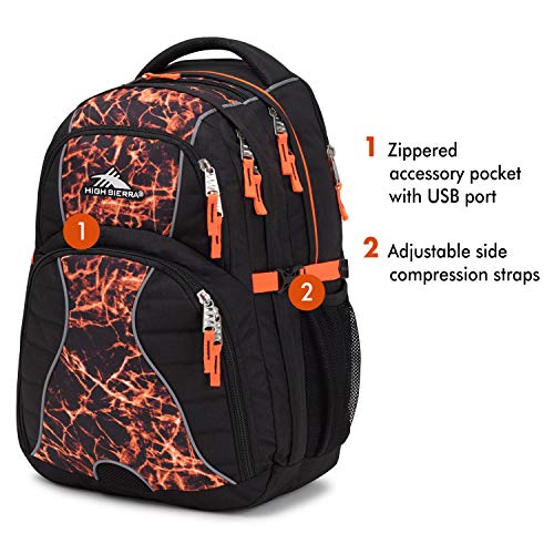 Image of High Sierra Swerve Laptop Backpack, Black /Fireball /Elecric Orange, 19 x 13 x 7.75-Inch