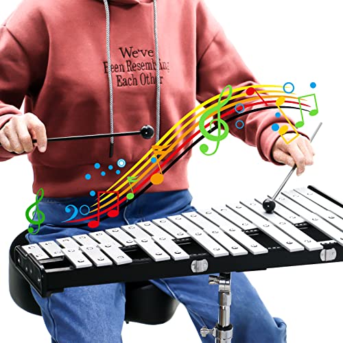 Vachan 32 Notes Glockenspiel Bell Kit Professional Xylophone For Adult Beginner Students With 8'' Drum Practice Pad,Adjustable Music Stand,Glockenspiel Stick,Drum Sticks And Carrying Bag #TOP3