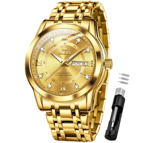 Image of OLEVS Watches for Men Business Diamond Easy Read Men's Wristwatch Analog Luxury Date Stainless Steel Waterproof Luminous Dress Mens Watches
