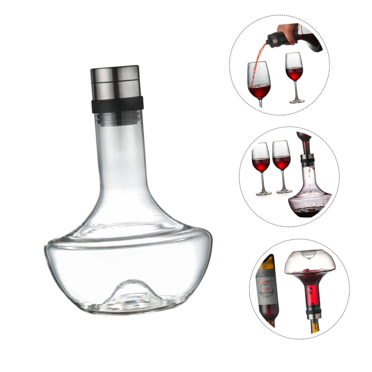 Cabilock 1 Pc licorera decantador de vino con aireador decantador de vino con tapón vaso cristal vaso de cristal bebidas jarra doméstica decantador de vino de vidrio champán