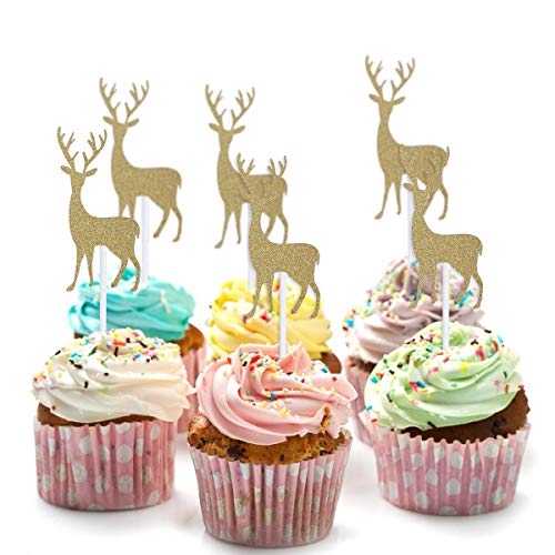 YeahiBaby 10PCS Glitter di Natale Elk Cervi Topper...