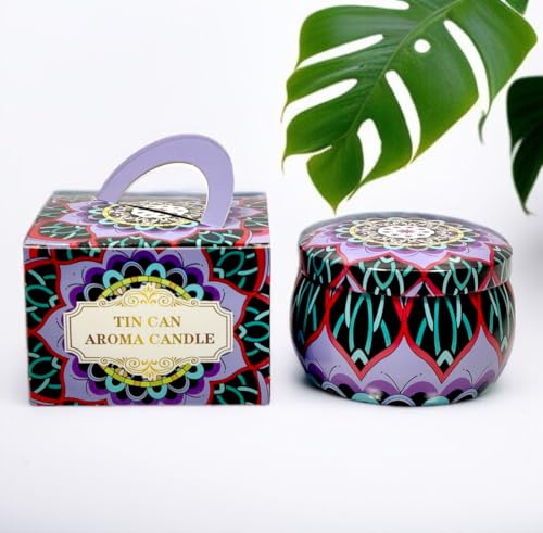 Image of Mandala Candle | Handcrafted Scented Wax Jar with Intricate Mandala Design | Spiritual Home Decor & Gift (Tranquil Lotus Mandala)