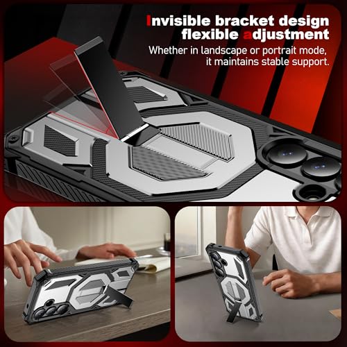 S26 Plus case Compatible with MagSafe | [HD Screen Protector×2] [Hidden Multi-Function Stand] 14FT Military Grade Drop Proof Protective Phone Cover Grey - image 6