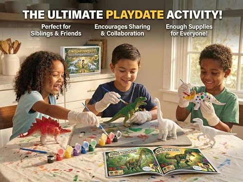Image of Unscroo DIY 3D Model Painting Kits - Dinosaurs, Ice Age Animals & Unicorns - 3D Printed Art & Craft Hobby Gift for Kids, Teens & Adults - Return Gift Sets (Dinosaur World (5-Pack))