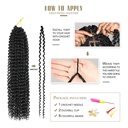 Dansama Passion Twist Hair Water Wave Crochet Hair For Black Women, Long Bohemian Braiding Hair For Boho Locs, Faux Locs, Spring Twist Hair, Butterfly Style Crochet Braids Hair Extensions (18Inch, 1B, Economy Pack) #TOP5