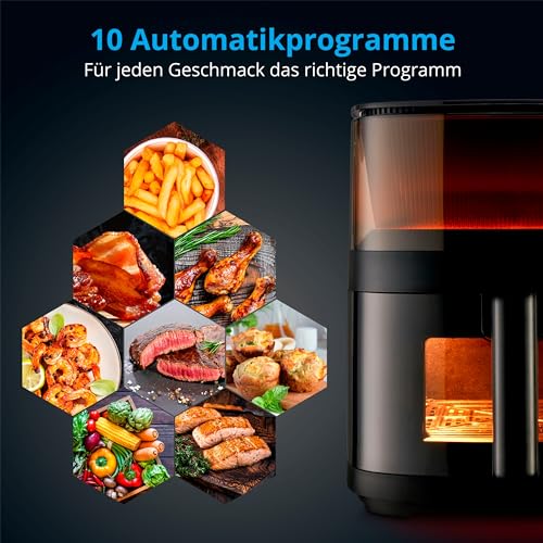 MEDION X10 XL Heißluftfritteuse MD11780 (5 Liter, Airfryer, innovative Wassersprühfunktion für krosse knusprige Speisen, 1.500 Watt, Sichtfenster, Schüttel Alarm,10 Automatikprogramme) – Bild 5