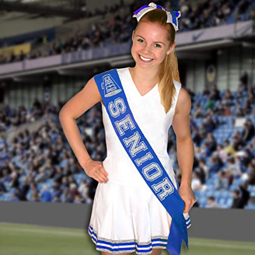 Cheer Senior Sash Blue - High School Cheerleader Royal Blue PREMIUM GRADE SATIN Sash - Cheer Squad Supplies2