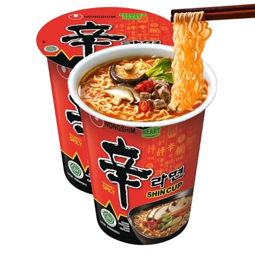Ramen Picante Nongshin, Fideos Instantáneos Nong Shim Shin Ramyun, Instant Noodle Ramen Corea, Original Coreano, Agrega agua caliente y cocina por 5 minutos, 3 unidades de 68 g