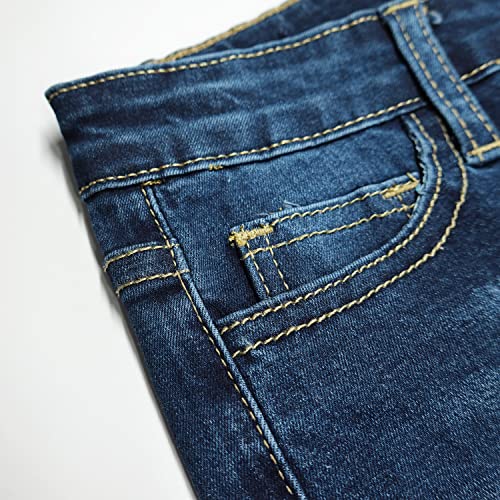 KIDSCOOL SPACE Big Girls Jeans,Elastic Band Inside Maple Leaf Decor Ripped Stretchy Soft Denim Pants4