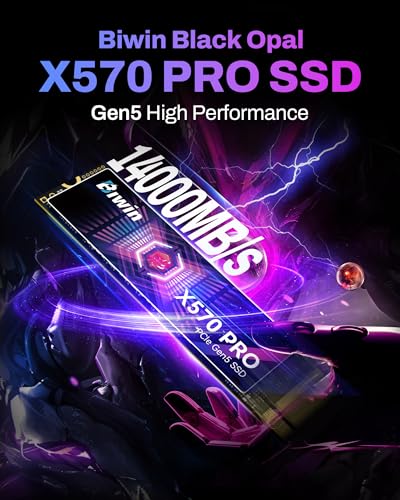 Image of BIWIN Black Opal X570 PRO 2TB SSD Gen5x4 Read Speed up to 14000MB /s, NVMe M.2 2280 PCIe Internal Gaming Solid State Drive with 6nm Controller for Laptop & Desktop