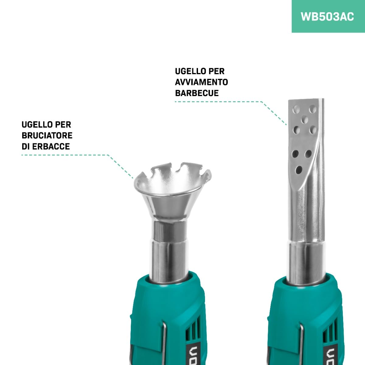 VONROC Bruciatore per Erbacce Elettrico 2000W Diserbante – Temperatura 600°C, Altezza Regolabile 100-115cm, Senza Gas, Incl. Ugello Avviamento Barbecue (Bruciatore 2000W)