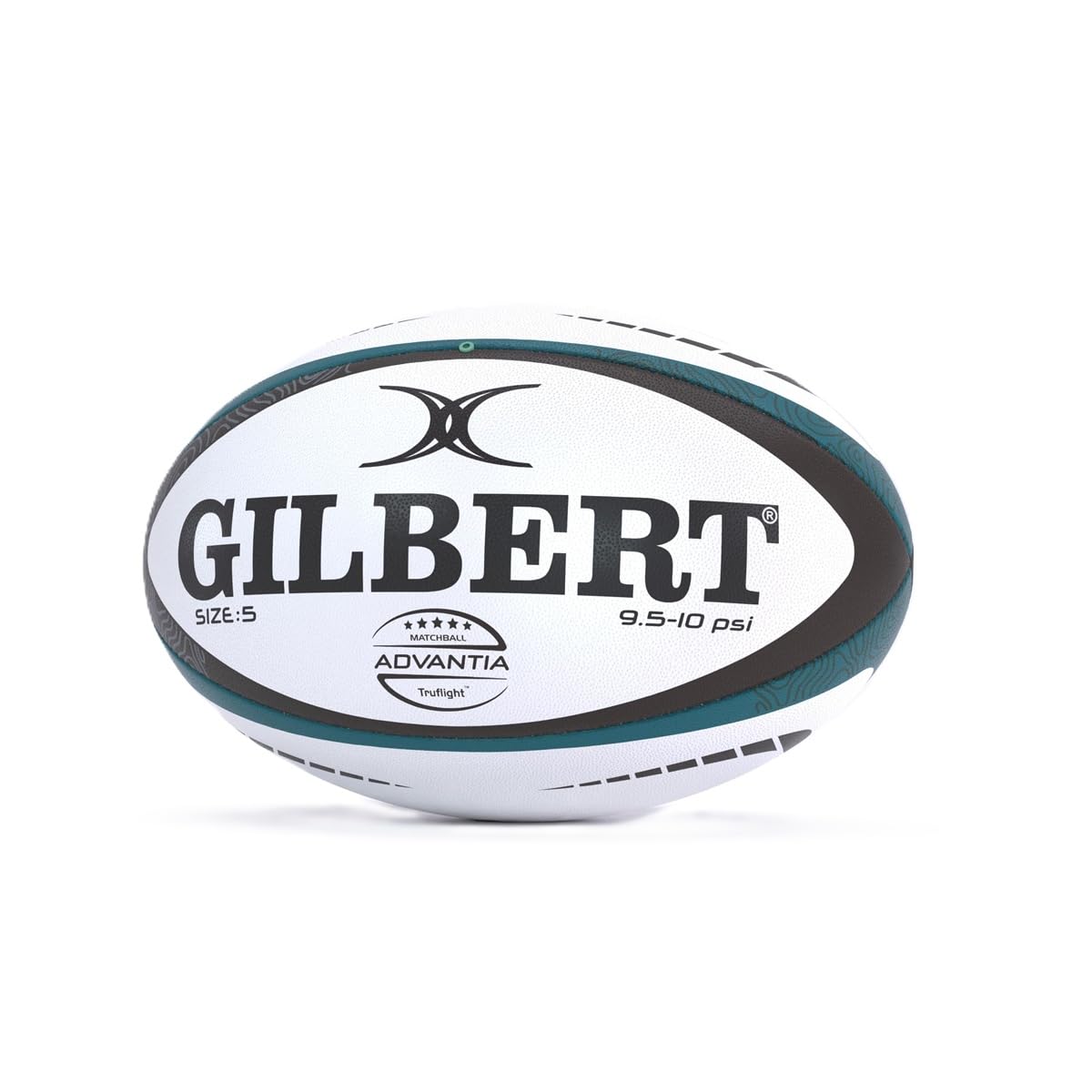Gilbert Pallone da rugby Advantia Match – bianco foglia di tè nero – misura 5