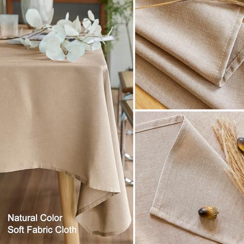 Image of AUSSPVOCT Textured Table Cloth Rectangle 52x70 Inch for Home Kitchen Decor | Khaki Waterproof Spill-Proof Wipeable Tablecloths Wrinkle Free Rectangular Dining Tables Cover