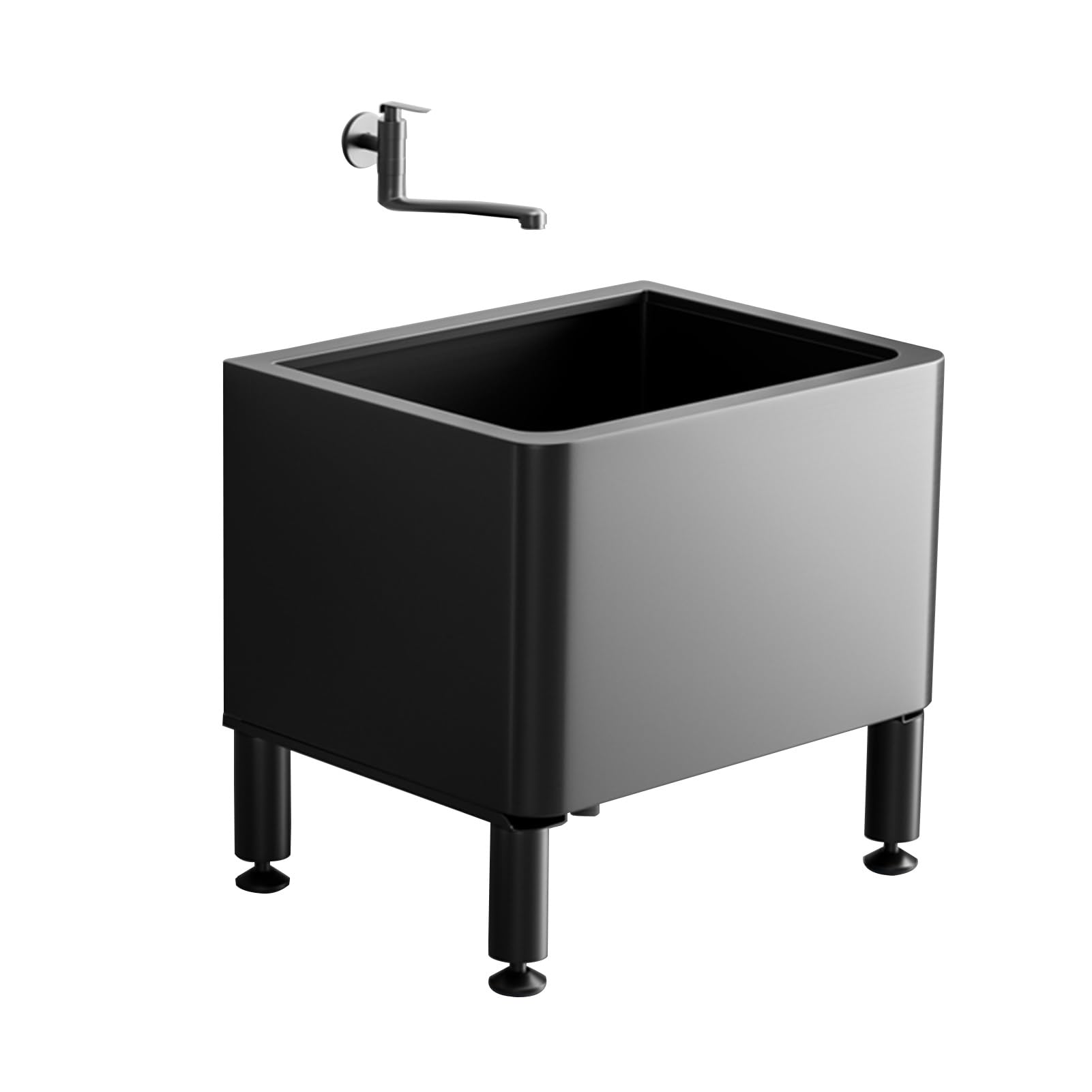 Stainless Steel Sink, Mop Service Basin, Utility Tub Mop Bucket, Commercial Mop Sink, Freestanding Wash Station for Kitchen Restaurant Garage Laundry Room(Black,B-50x38x46cm)