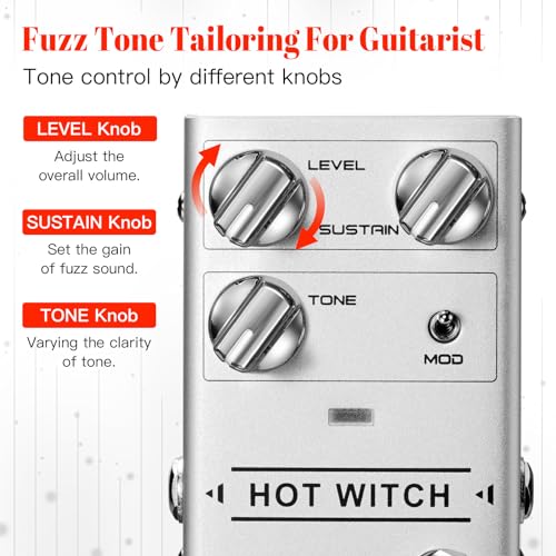 Image of JOYO Analog Fuzz Guitar Pedal, Dual-Mode (Vintage /Modern) with Level /Sustain /Tone Control & True Bypass (HOT WITCH R-25)