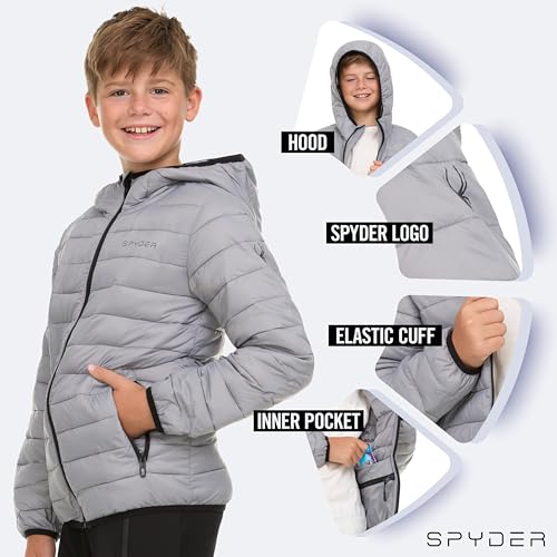 Image of Spyder Boys Puffer Jacket - Lightweight Packable Wind Water Resistant Quilted Boys Winter Coat - Cozy Insulated Winter Jacket