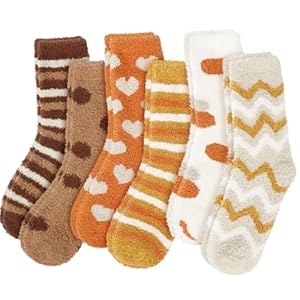 YSense 6 Pairs Women Fuzzy Fluffy Socks Cozy Slipper Socks Warm Soft Winter Plush Home Sleeping Socks Gifts