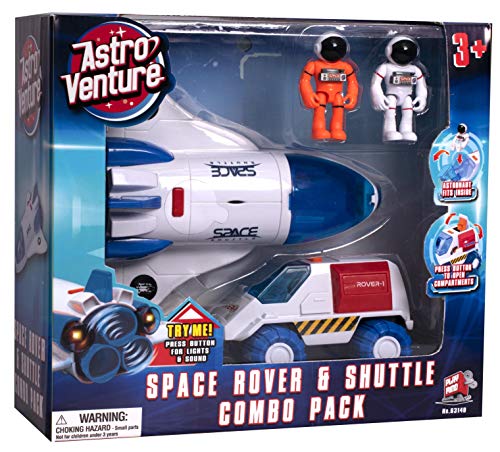 Astro Venture Space Playset - Toy Space Shuttle & Space Rover with Lights and Sound & 2 Astronaut Figurine Toys for Boys and Girls