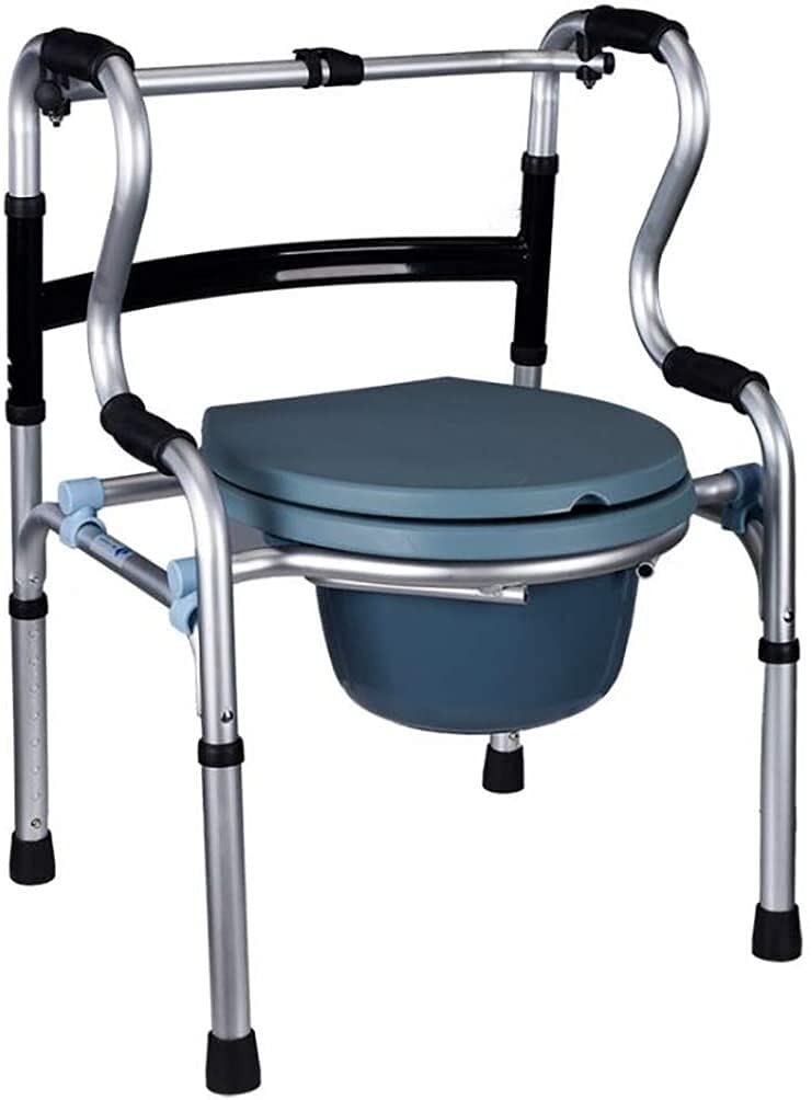 Gthtuhfd 1 Commode Chair,Toilet Chair Commode Mobile Chair Toilet Chair Seat Wheelchair Shower Transport Chair Foldable Mobile Chair, Adjustable Height