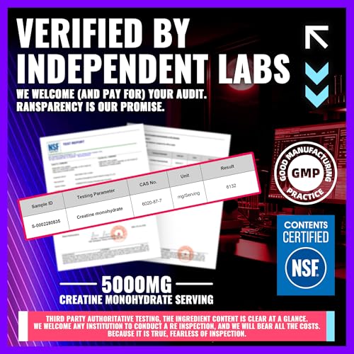 Image of NSF Certified Creatine Gummy 5g - Creatine Monohydrate Gummies - Pre-Workout Energy & Muscle Growth Support for Men & Women | Blueberry Raspberry Electrolyte Gummies (135 Count)