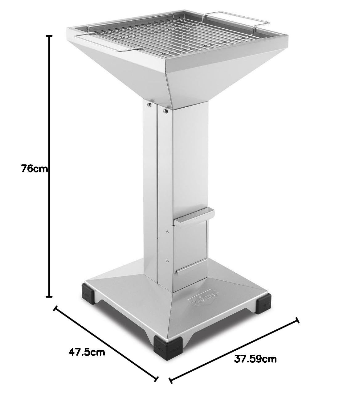 THÜROS T2 Plattenfuß Edelstahl Holzkohle Gartengrill Grau