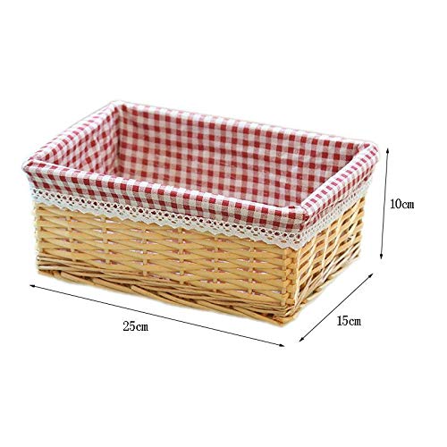 Drawihi Willow Storage Basket Rattan Honey Red Gingham Style Premium Wicker Picnic Hamper Hampers Shop Retail Display Home Decoration-S - Image 4