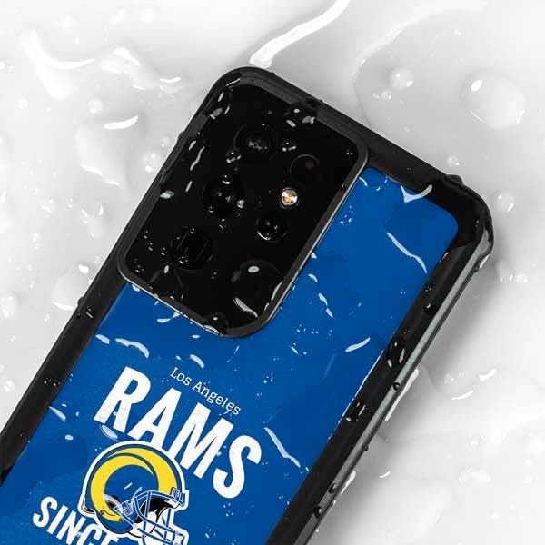 Skinit Waterproof Phone Case Compatible with Galaxy S24 Ultra - Officially Licensed NFL Los Angeles Rams Helmet Design
