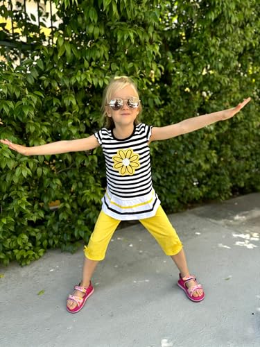 Image of LUKYCILD Baby Girls Summer Clothes Casual Clothing Suit Short Sleeve Striped T-Shirt +Pants