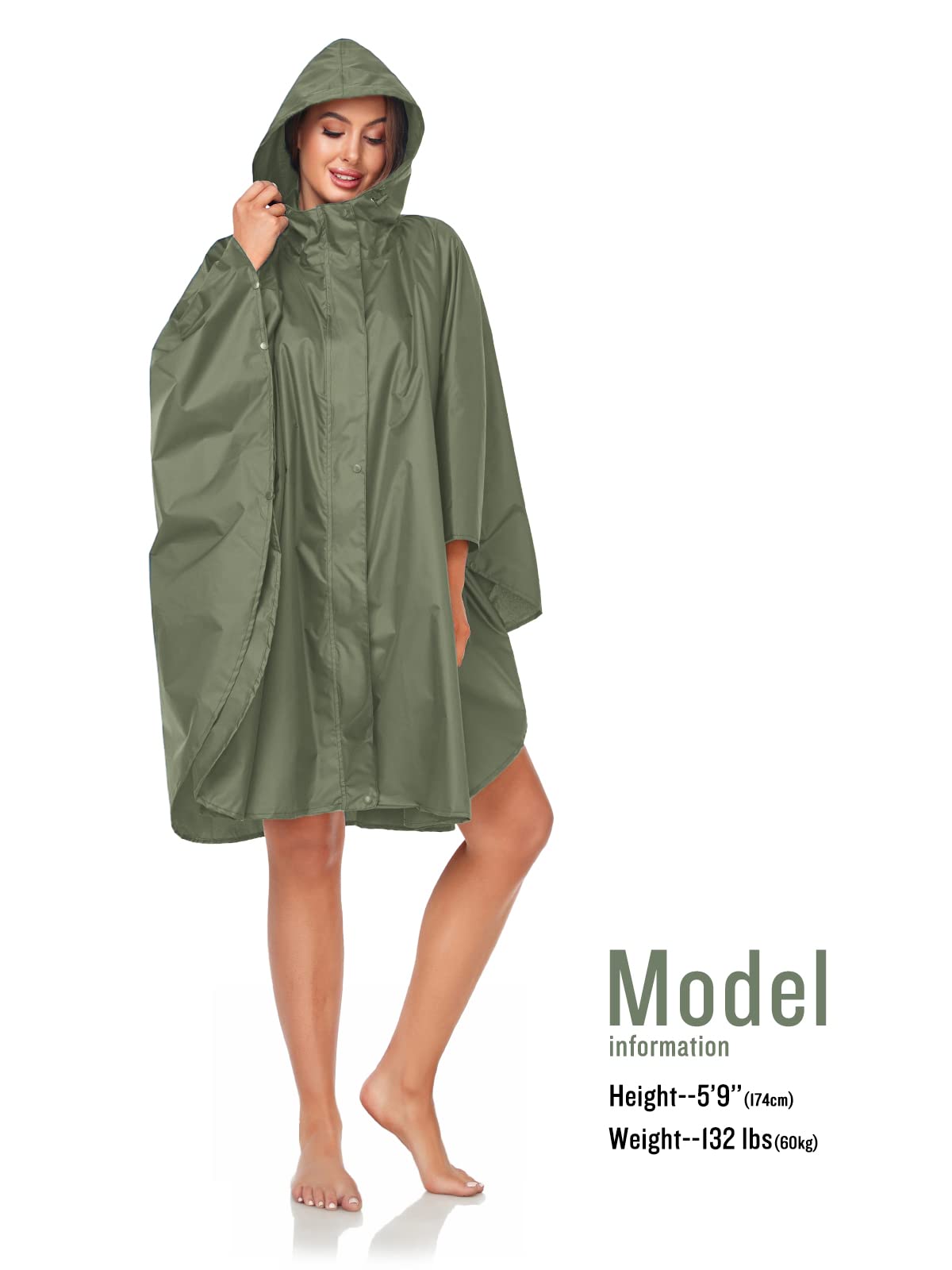 SaphiRose Poncho de pluie imperméable à capuche pour hommes et femmes, pour adultes