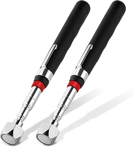2 piezas de 20 libras de herramienta magnética telescópica de recogida, con diseño de clip para bolígrafo, barra magnética extensible de 7 a 30.5