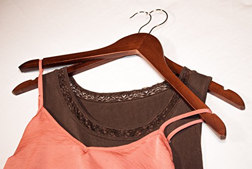 Topline Classic Wood Shirt Hangers - Walnut Finish (10-Pack) - Thumbnail 6