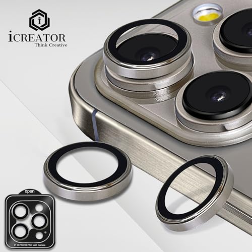 Image of I Creator Camera Lens Protector - Natural | Individual Titanium Ring Protector | Shatterproof and Scratch Resistant | Crystal Clear Glass Lens With Precise Fit | For iPhone 15 Pro Max /Pro