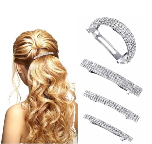 Pinzas para cabello con piedras brillantes plata S miniatura 1