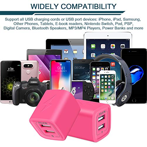 Image of Wall Charger, AILKIN USB Plug Fast Charging Block, Power Adapter Cube 2 Port Charge Travel Brick Cell Quick Chargers Box for iPhone Samsung Galaxy USB Box Base Brick