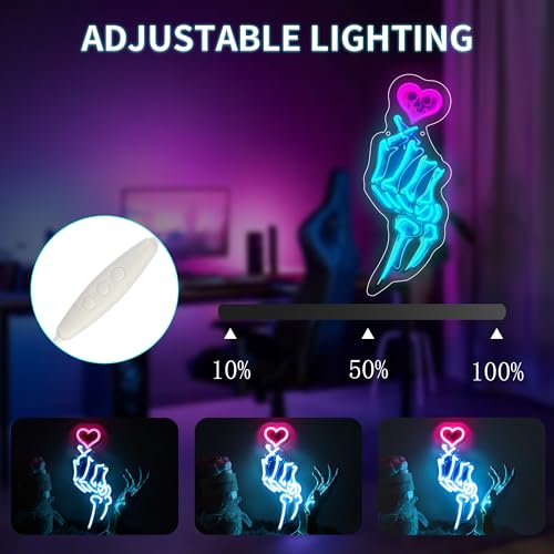 Image of Love Hands LED Neon Sign USB Powered for Wall Decor, Love Neon Night Light Sign Dimmable for Room Party Decor Valentine's Day Birthday Gifts