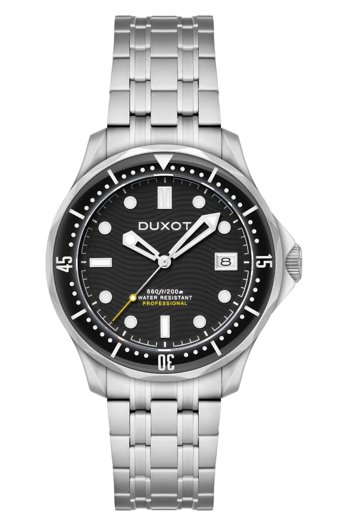 DUXOT Henri Men's Automatic Dive Watch – Japanese Movement, 41mm Stainless Steel Case, Water Resistant 200m, Stainless Steel Bracelet, DX-2060
