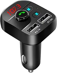 Adaptador Transmissor De Carro Bluetooth 5.0 Fm Sem Fio Mp3 Mãos Livres Player 3.1A Carregador USB Duplo PREMIUM ONYK