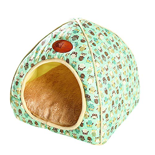 thematys Colchoneta Material de Felpa Cama de Almohada Lavable y Resistente a los arañazos para Perros y Gatos (M, Verde)