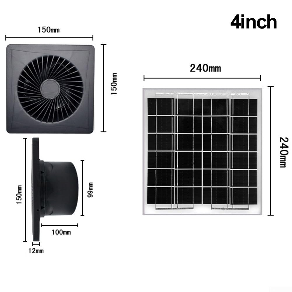SPORTARC Ventilatore alimentato a pannello solare, ventola di ventilazione a pannello solare, ventola di scarico da 12 V, ventilatore da parete ad alta velocità (4 pollici)