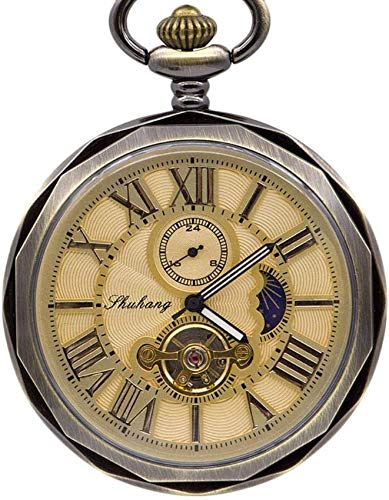 LXLH Reloj de Bolsillo y Cadena, Esqueleto Steampunk Hombres Mecánico Collar de Cadena de Cuerda Manual Reloj de Bolsillo para Mujer Reloj Antiguo Redondo Envío Directo, sin Caja Cover