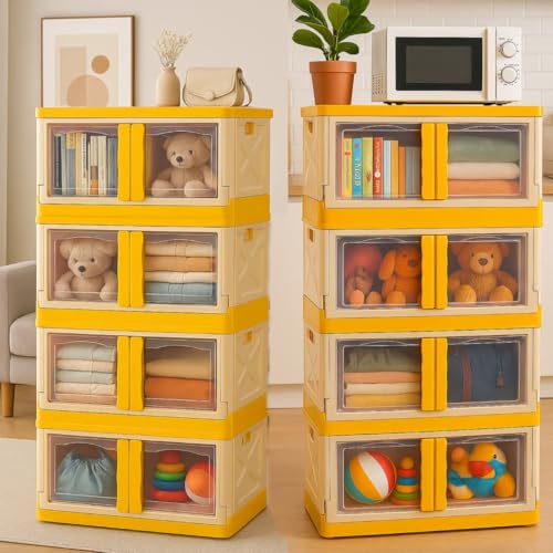 Image of DecoLogy Multipurpose Bookshelf Organiser Rack for Living Room, Kitchen, Bedroom, Office (Cupboard 2 Door : Orange, 5PCS)