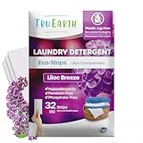 Tru Earth Compact Dry Laundry Detergent Sheets - Up to 64 Loads (32 Sheets) - Paraben-Free - Original Eco-Strip Liquidless Laundry Detergent, Travel Laundry Sheets - Lilac Breeze