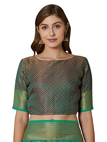 Image of AKHILAM Women's silk blend Saree with Unstitched Blouse Piece (MNIKN28001 Parent)