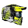 One by Camamoto | Casco Scooter e Moto, Track Warrior Yellow Jet, Nero Opaco - Giallo, Integrale con Mentoniera Estraibile, Omologato ECE R22-06, Taglia XL (60 cm)